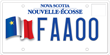 Plaque d’immatriculation portant le drapeau acadien